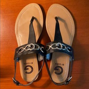 Guess sandals, black with silver size 7